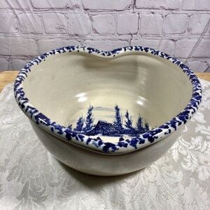 Vintage P. R. Storie Pottery Co. Hand Painted Heart Shaped Bowl - Signed